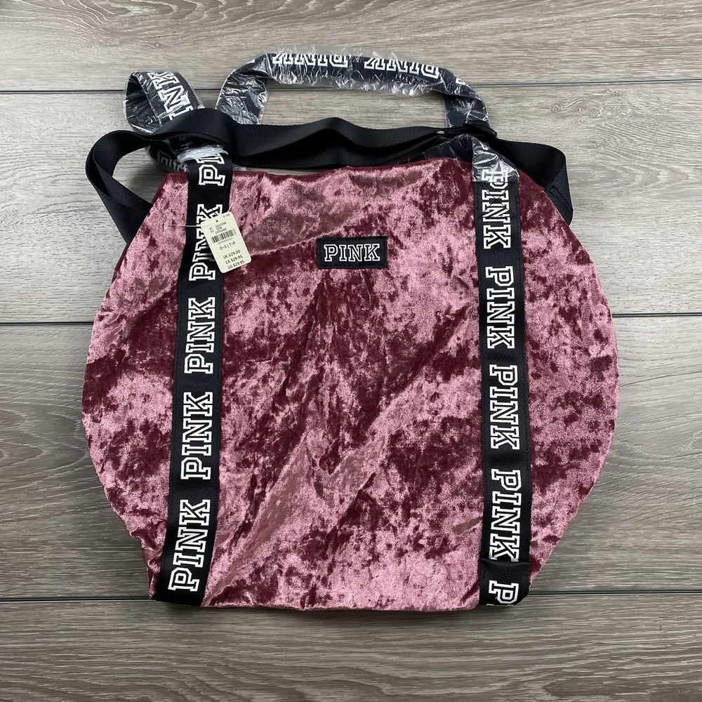 Victoria's Secret PINK‎ Crushed Velvet Duffel Bag Dahlia Pink New